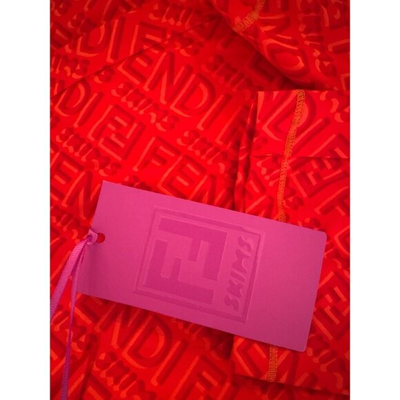 New NWT Fendi x Skims Collaboration Jumpsuit Long Sleeve Orange and Pink Sz 4X - Picture 5 of 6